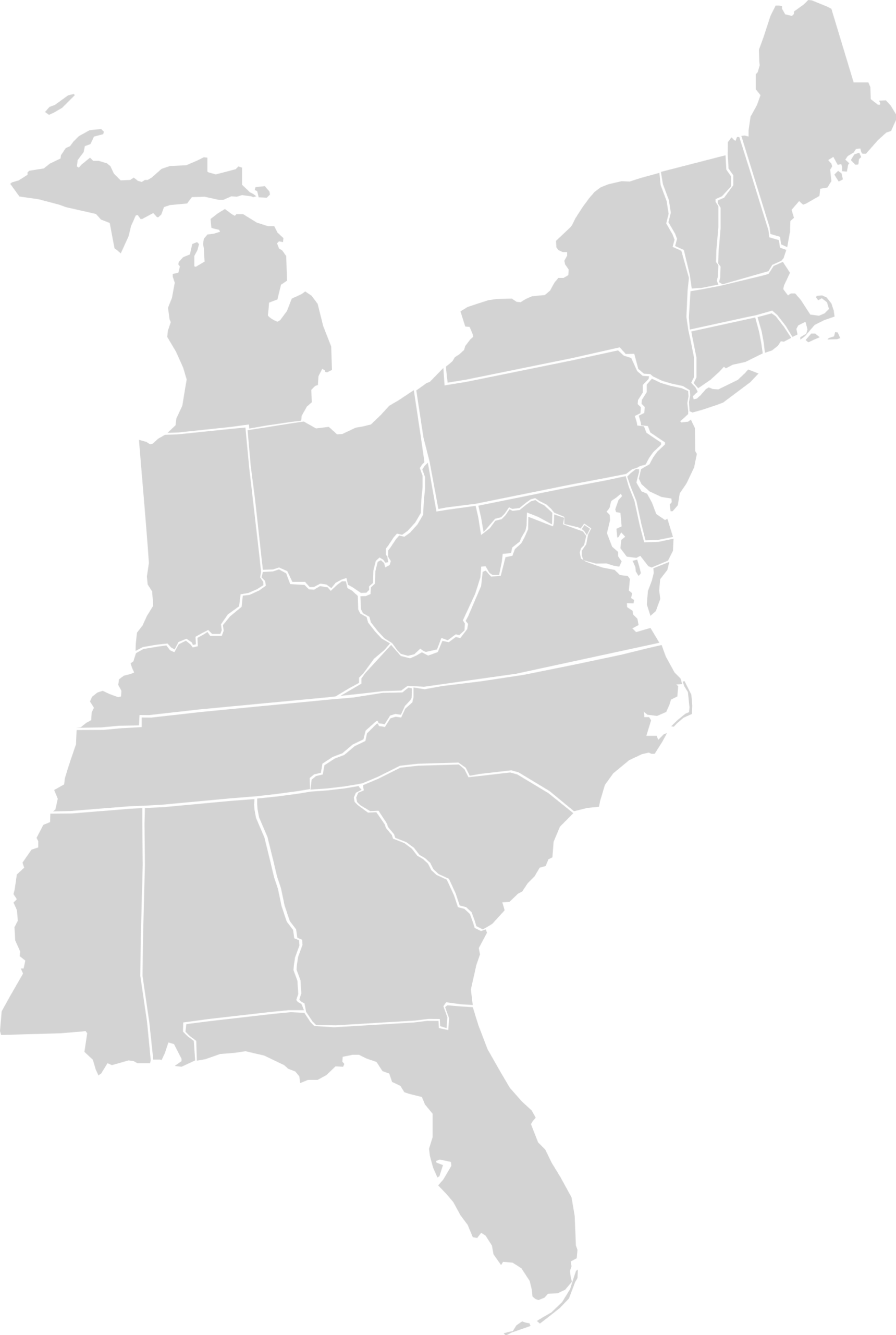 blank east coast map