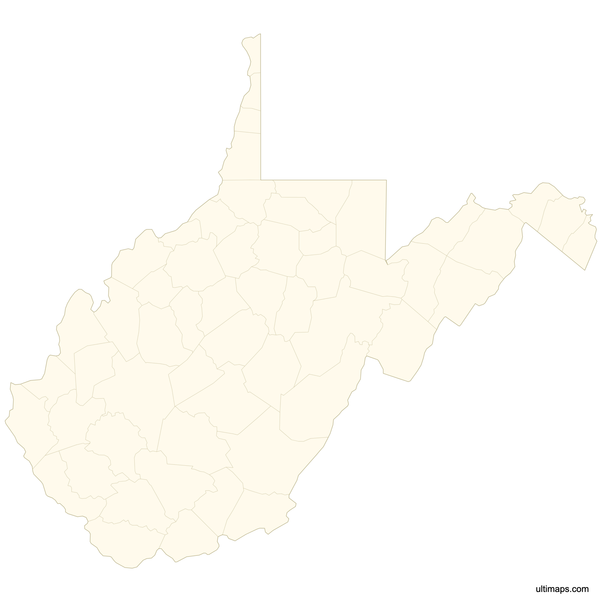 Blank Map Of West Virginia Counties Free Download Ultimaps