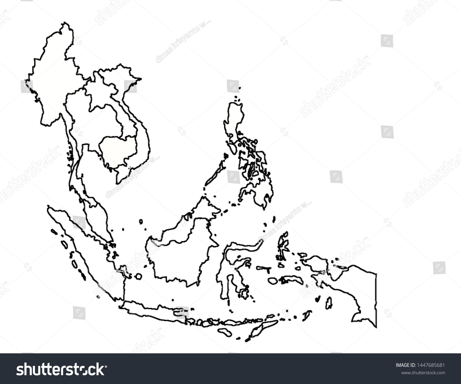 blank map of south and southeast asia