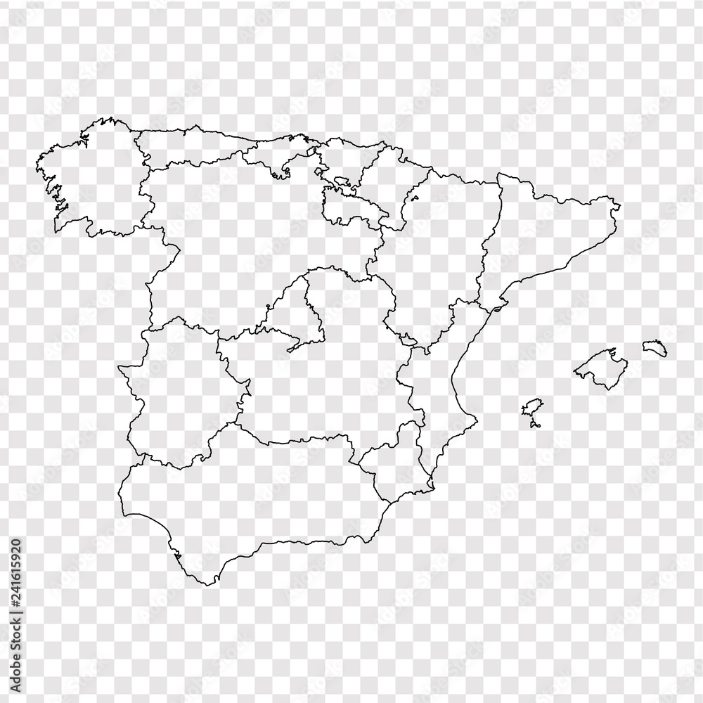 Blank Map Spain High Quality Map Spain With Provinces On Transparent Background For Your Web Site Design Logo App UI Stock Vector Vector Illustration EPS10 Stock Vector Adobe Stock