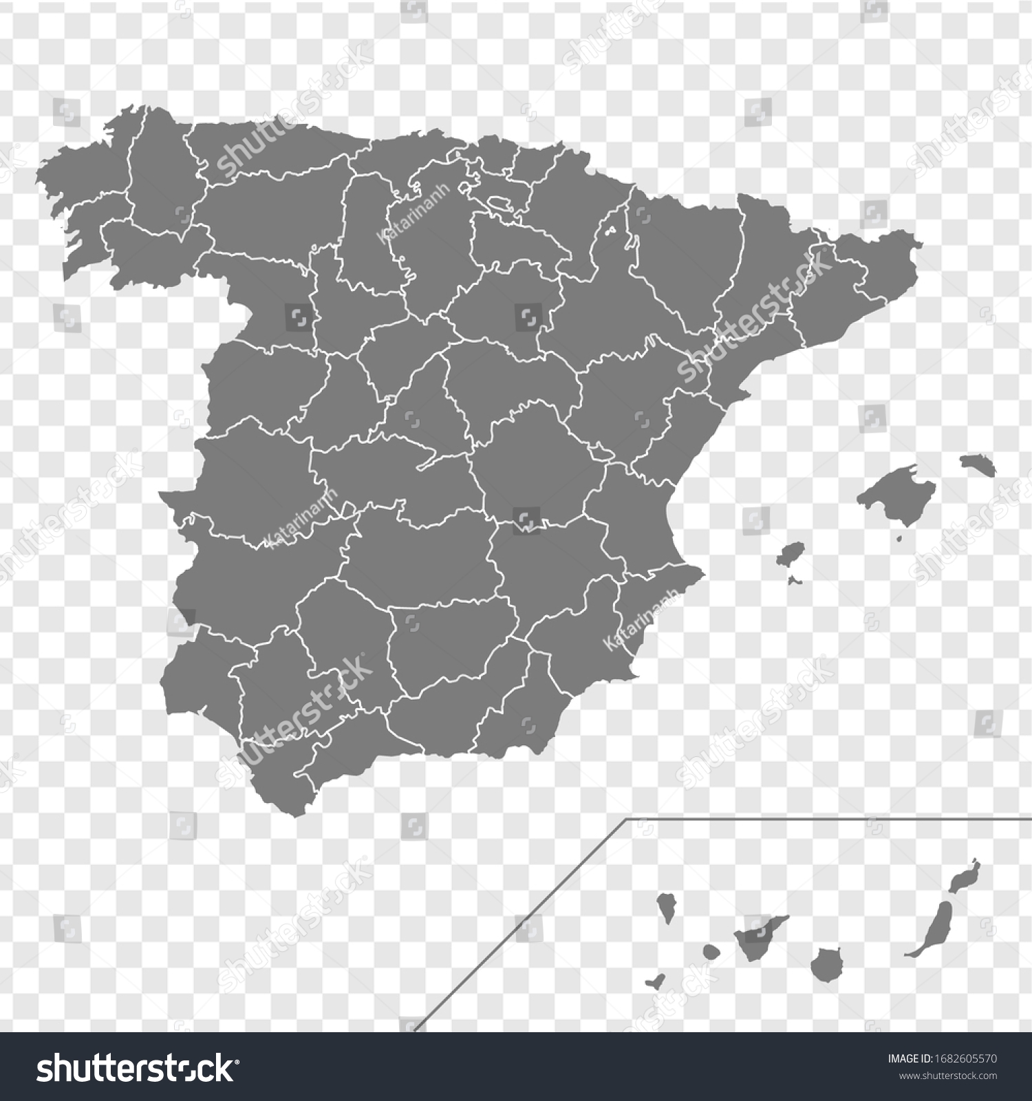 Blank Map Spain Provinces Spain Map Stock Vector Royalty Free 1682605570 Shutterstock