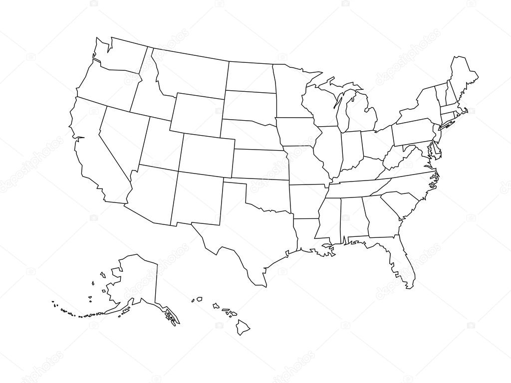 Blank Outline Map Of USA Stock Vector By pyty 96973178