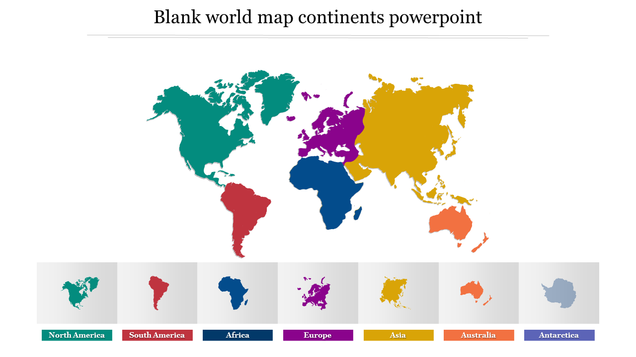 Blank World Map Continents PowerPoint And Google Slides