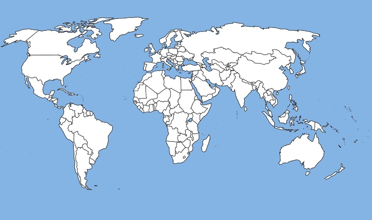 BLANK WORLD MAP GLOSSY POSTER PICTURE PHOTO Globe Countries Continents Ocean 130 EBay
