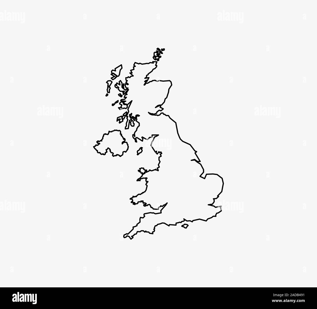 Boundary Map Uk Black And White Stock Photos Images Alamy