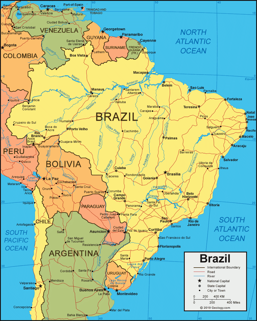 Brazil Map And Satellite Image