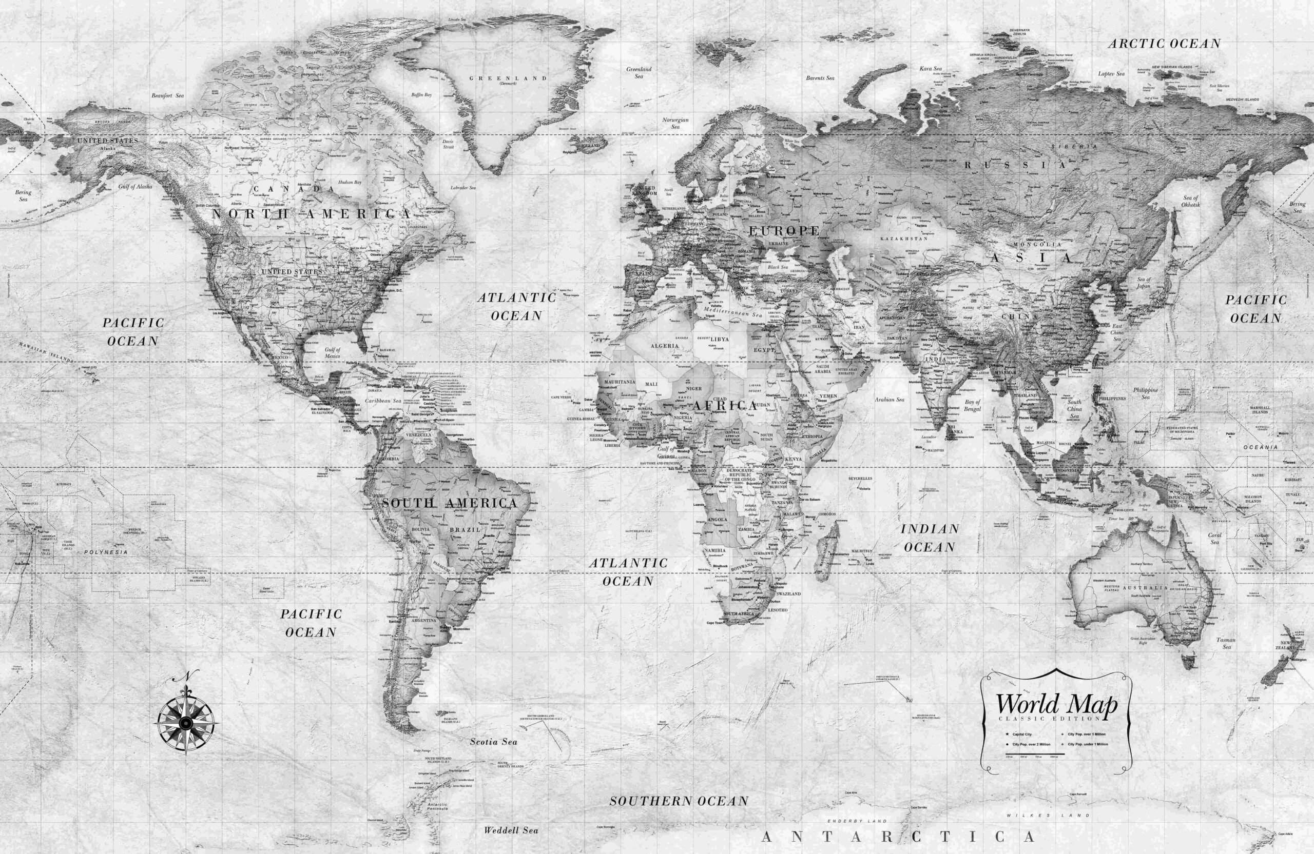 map world black white