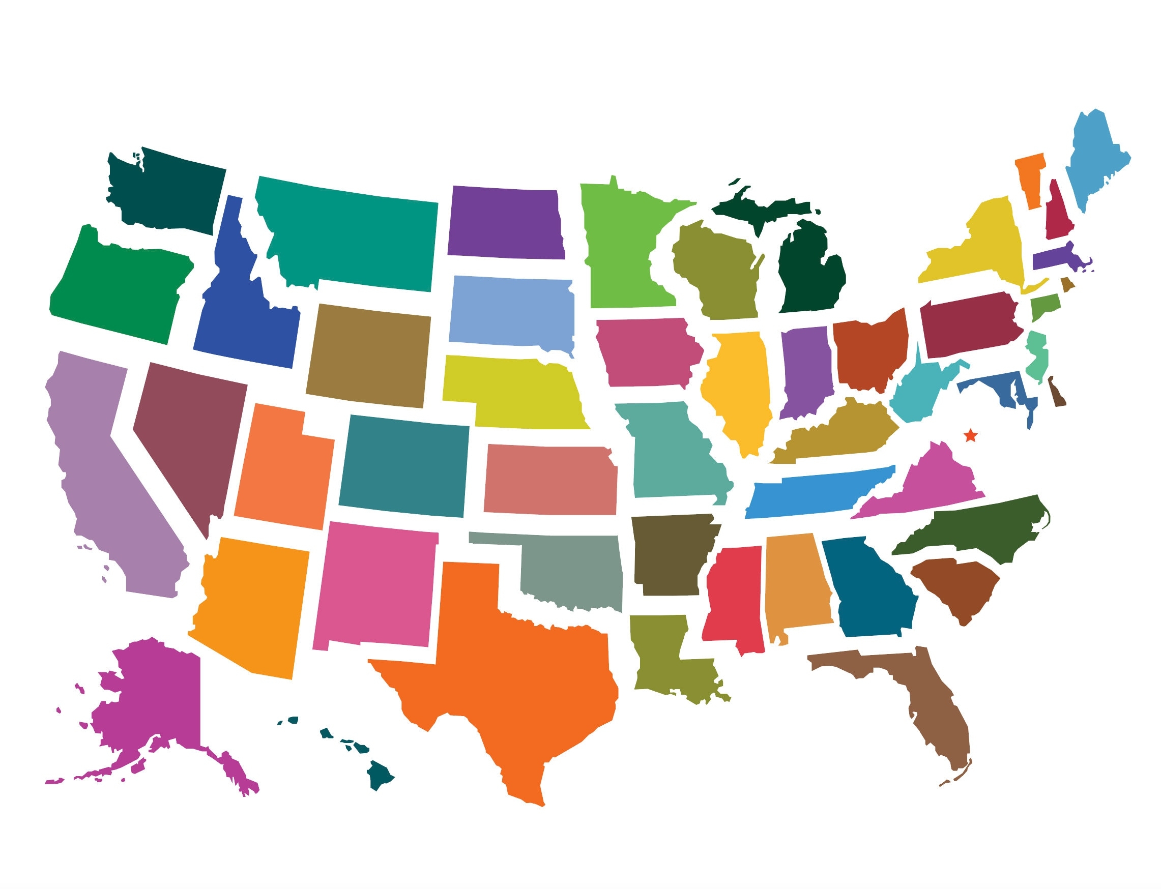 Bright Colors USA Map Clip Art United States Of America Instant Download File Geography Commercial Personal JPEG PNG Vector Eps Etsy