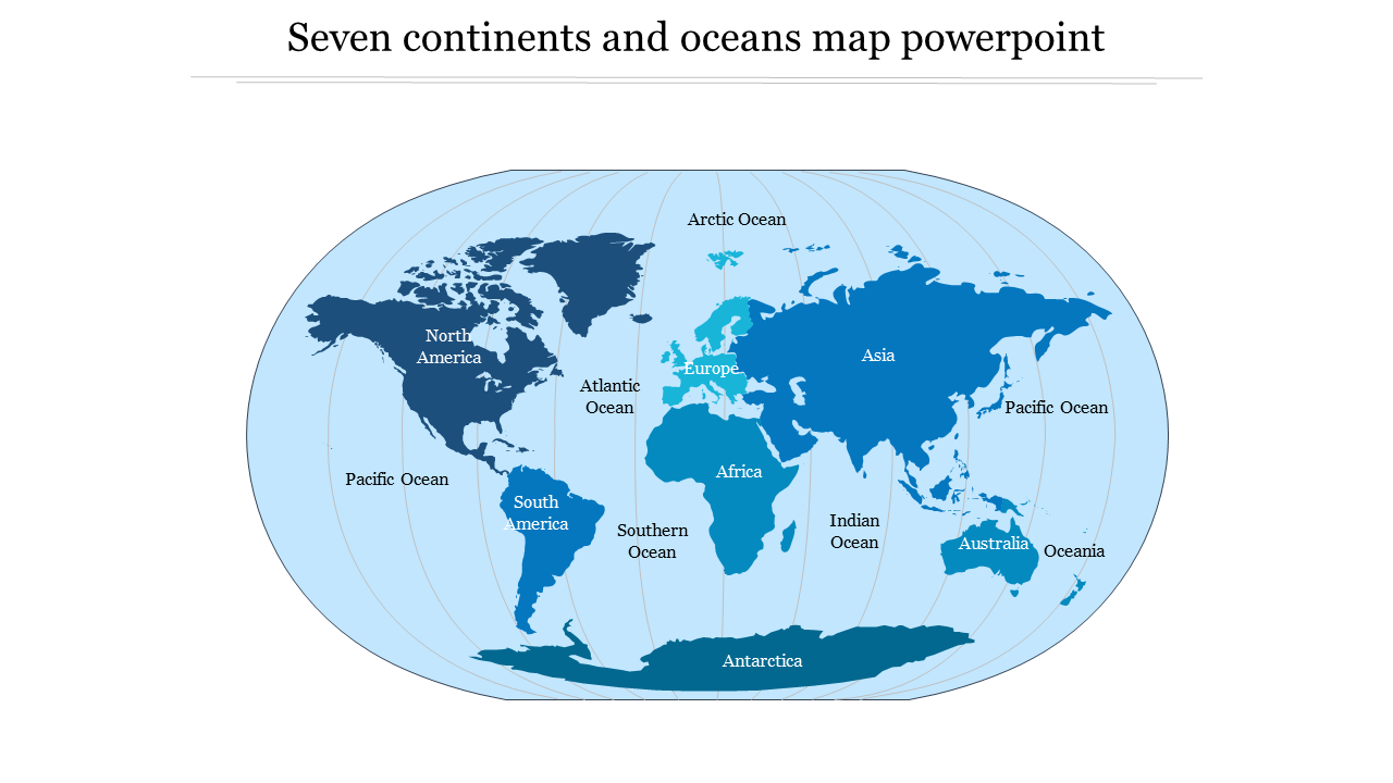 Buy 7 Continents And Oceans Map PowerPoint Presentation