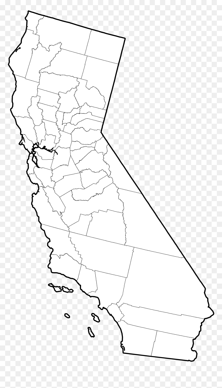 California Counties Outline Map California Outline Map HD Png Download Vhv