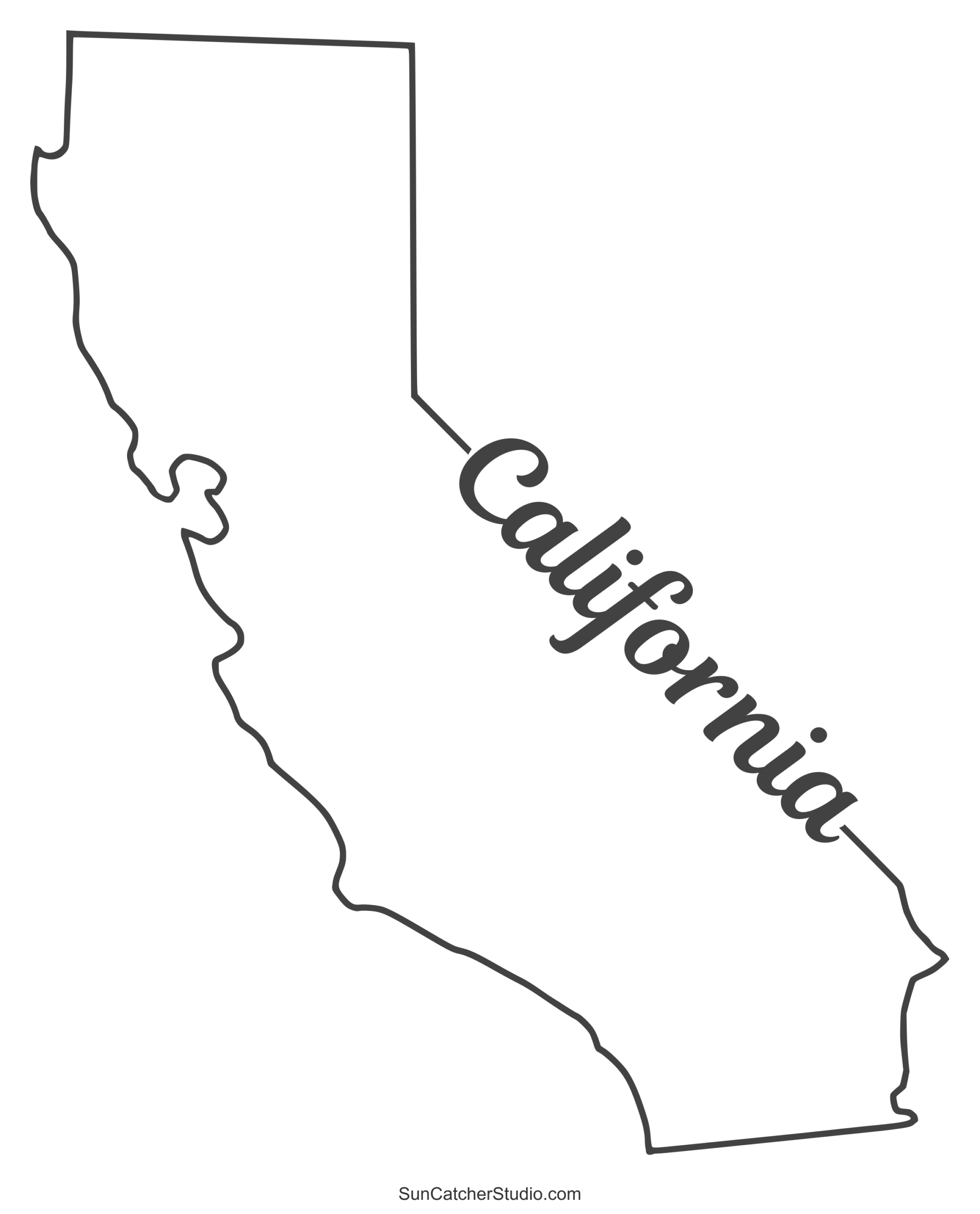 California Map Outline Printable State Shape Stencil Pattern Free Printables Lettering SVG Files Tools Apps