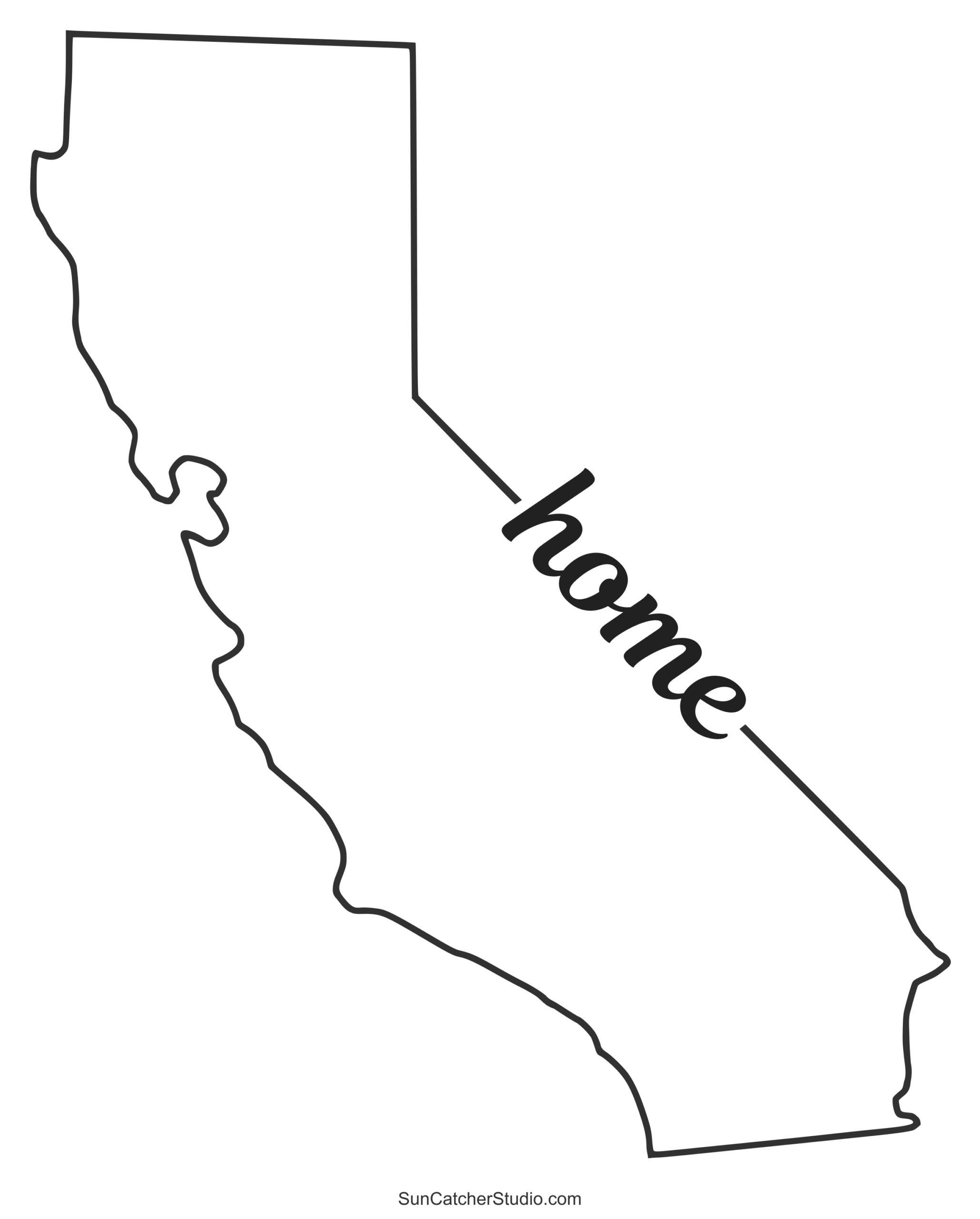 California Map Outline Printable State Shape Stencil Pattern Free Printables Lettering SVG Files Tools Apps