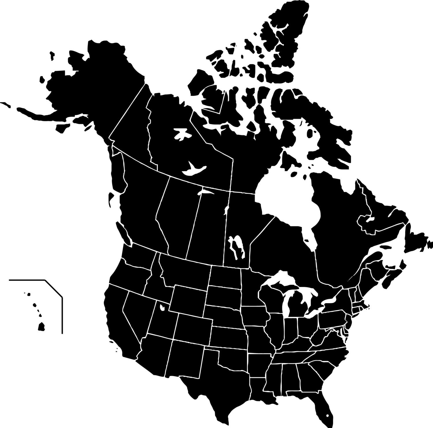 Canada And USA Silhouette Map Etsy Denmark