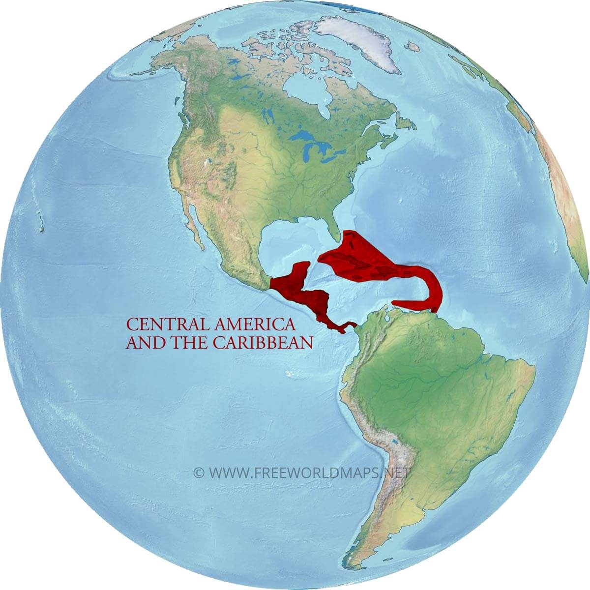 map of the world caribbean