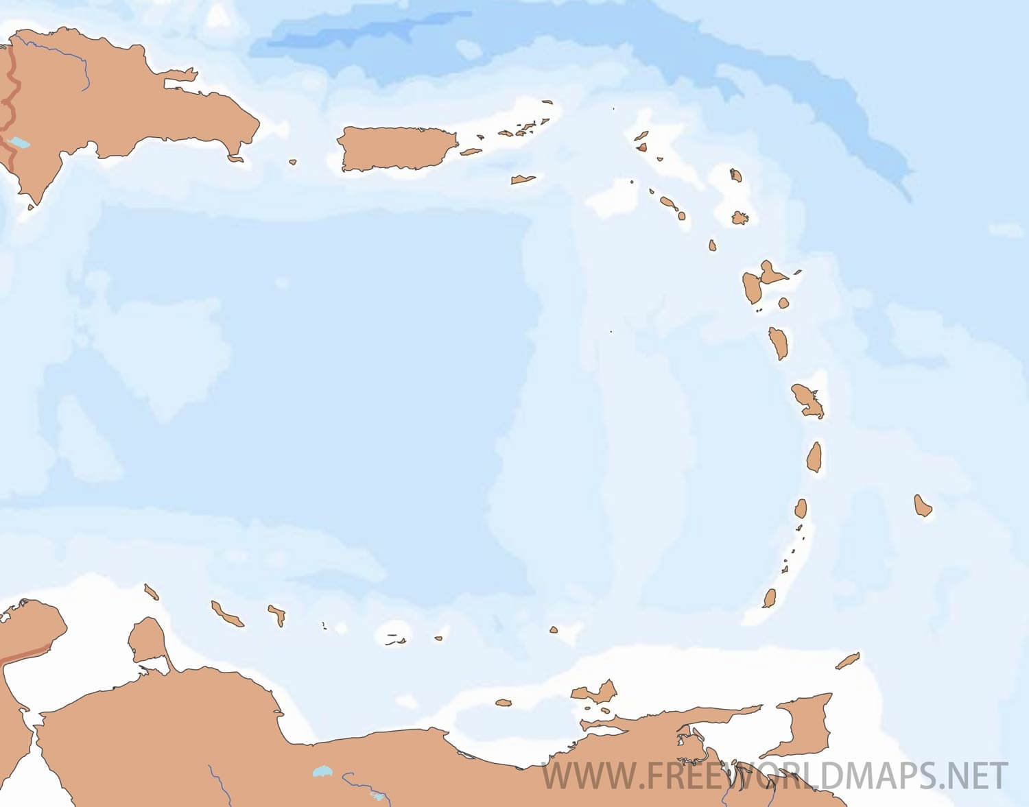 blank map of caribbean sea