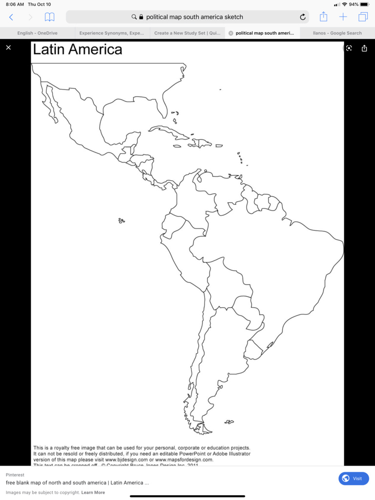 Central And South America Political Map Diagram Quizlet
