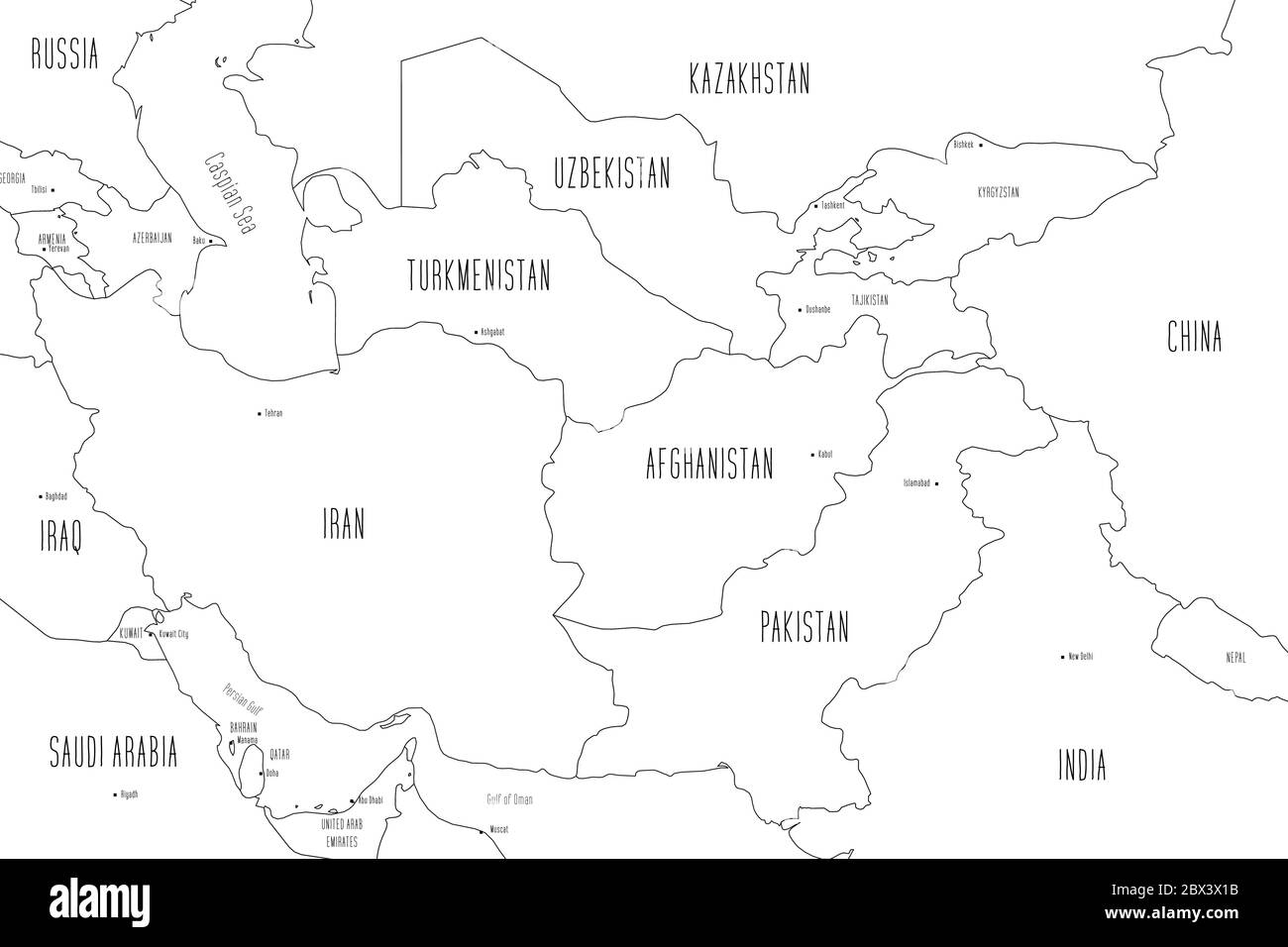 Central Asia Map Black And White Stock Photos Images Alamy