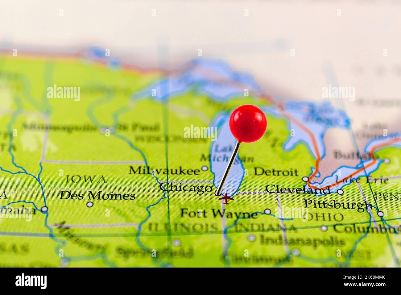 Chicago Map Close Up Of Chicago Map With Red Pin Map With Red Pin Point Of Chicago In USA Stock Photo Alamy