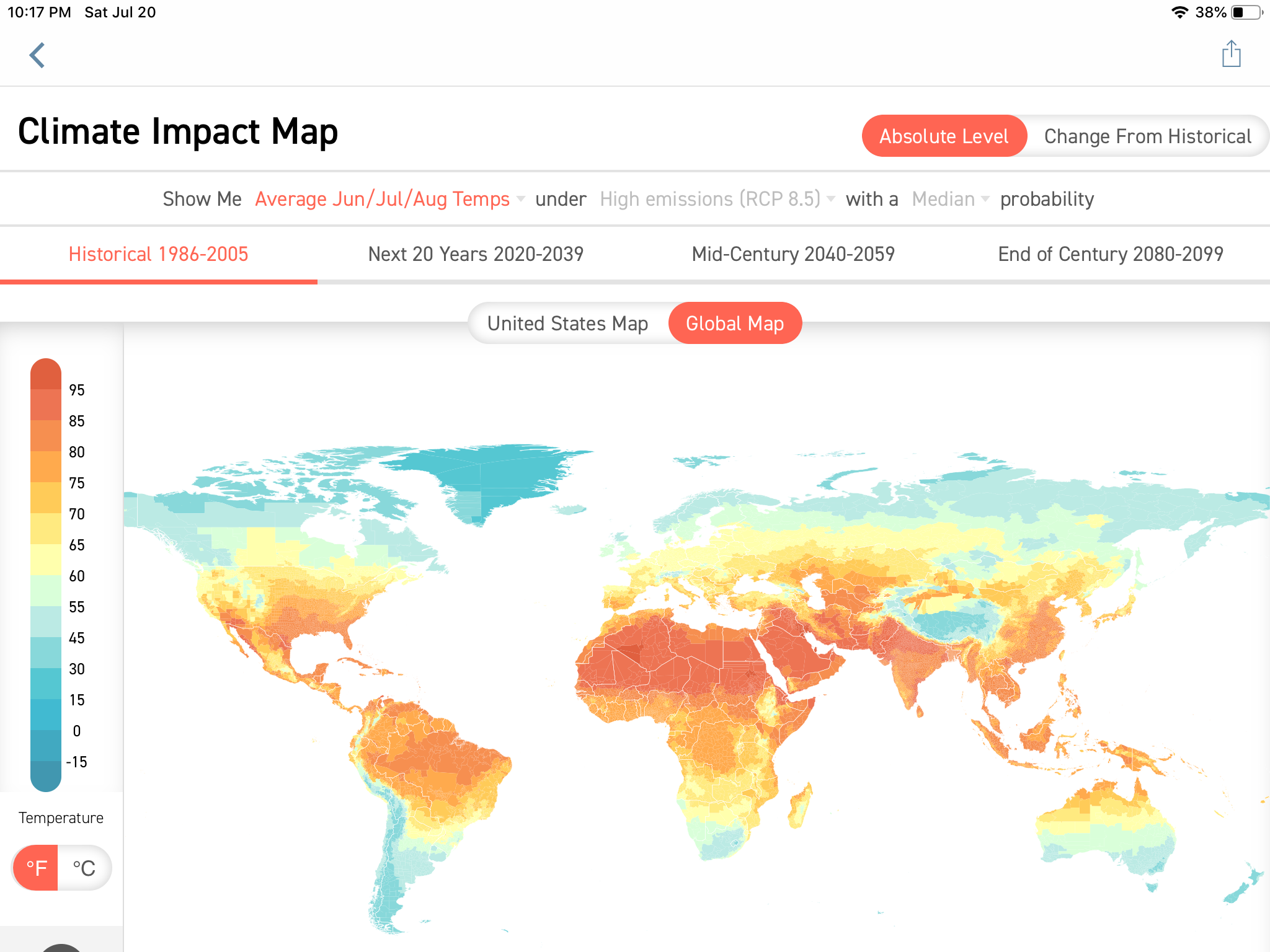 Climate Lab s Projections Of The World Future Temperature Maps Energy Blog
