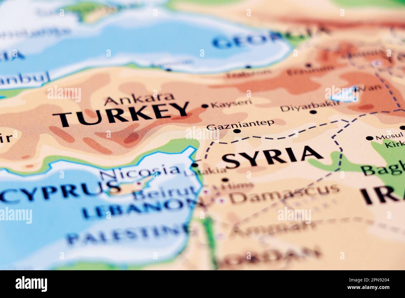 Close Up Of A World Map With Syria And Turkey In Focus Stock Photo Alamy