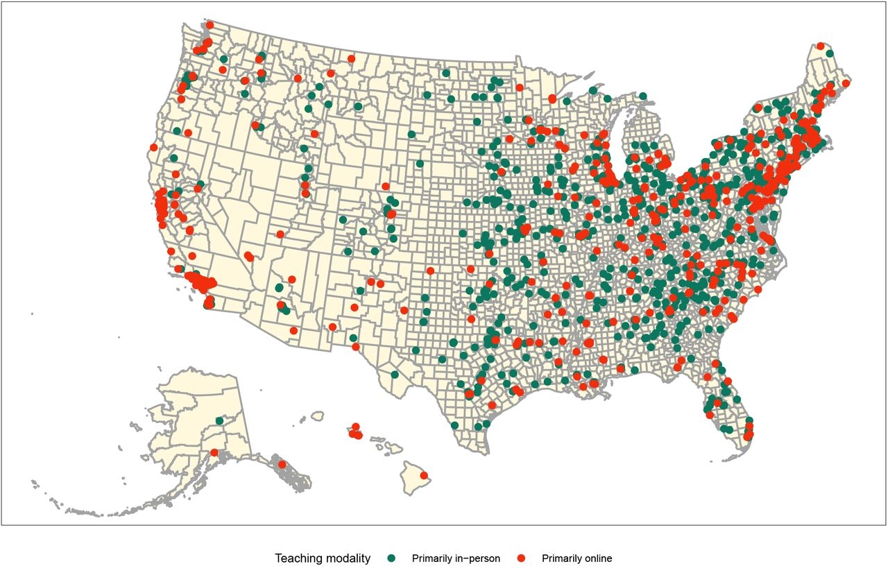 united states map of colleges
