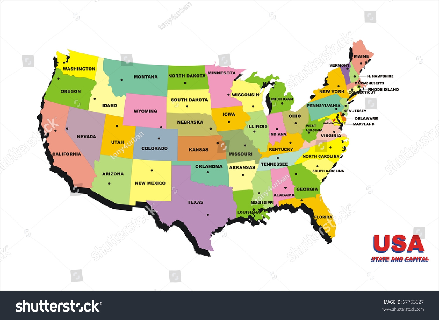 Color Map United States America On Stock Illustration 67753627 Shutterstock