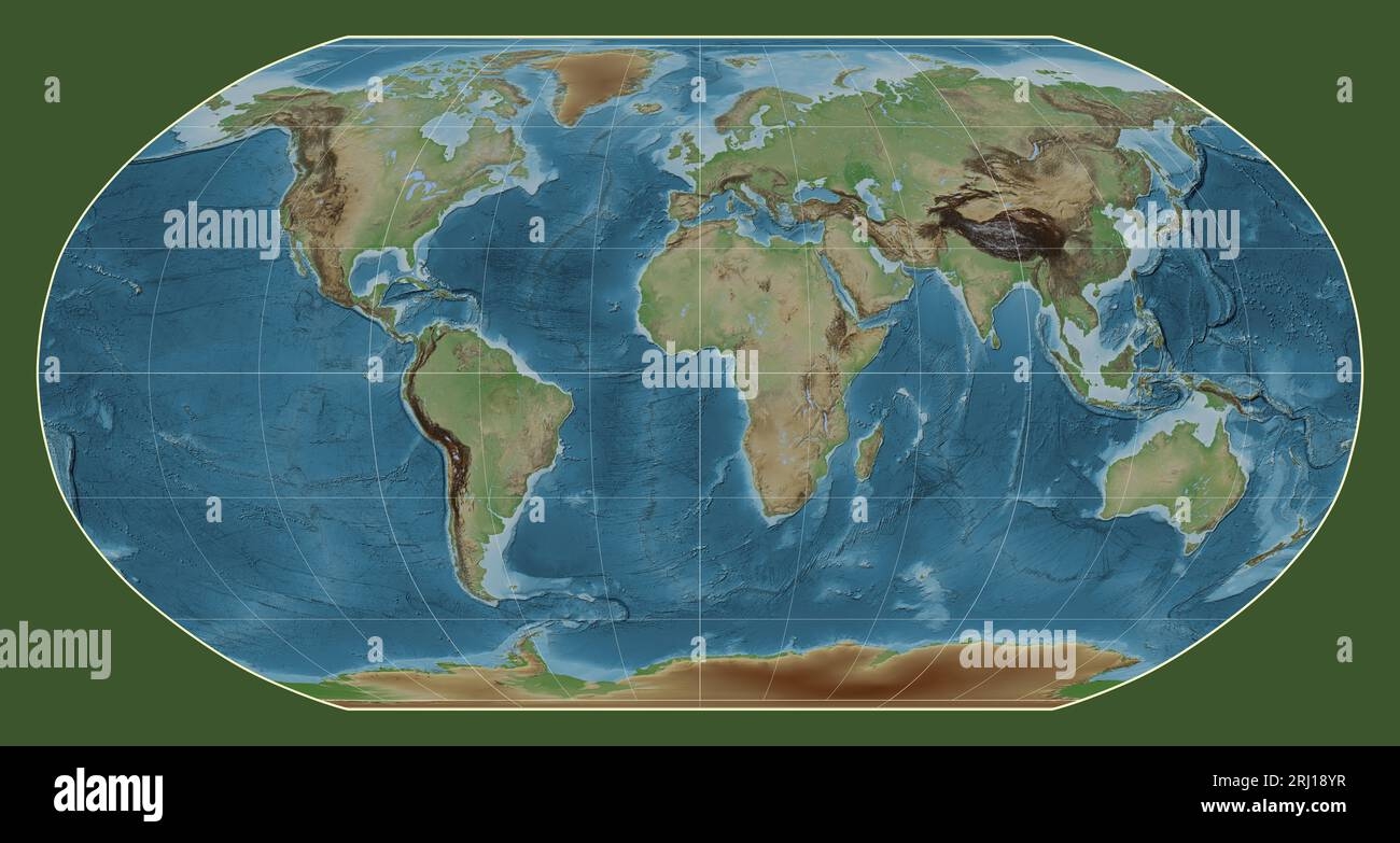 world map by elevation