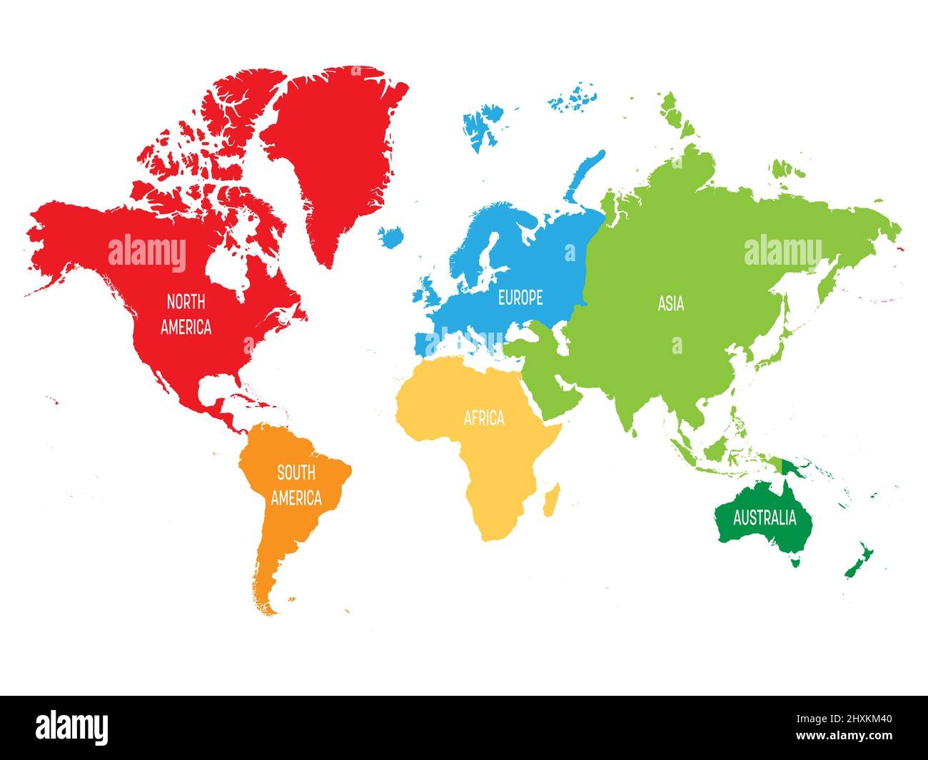 Colorful Political Map World Continents Stock Vector Image Art Alamy