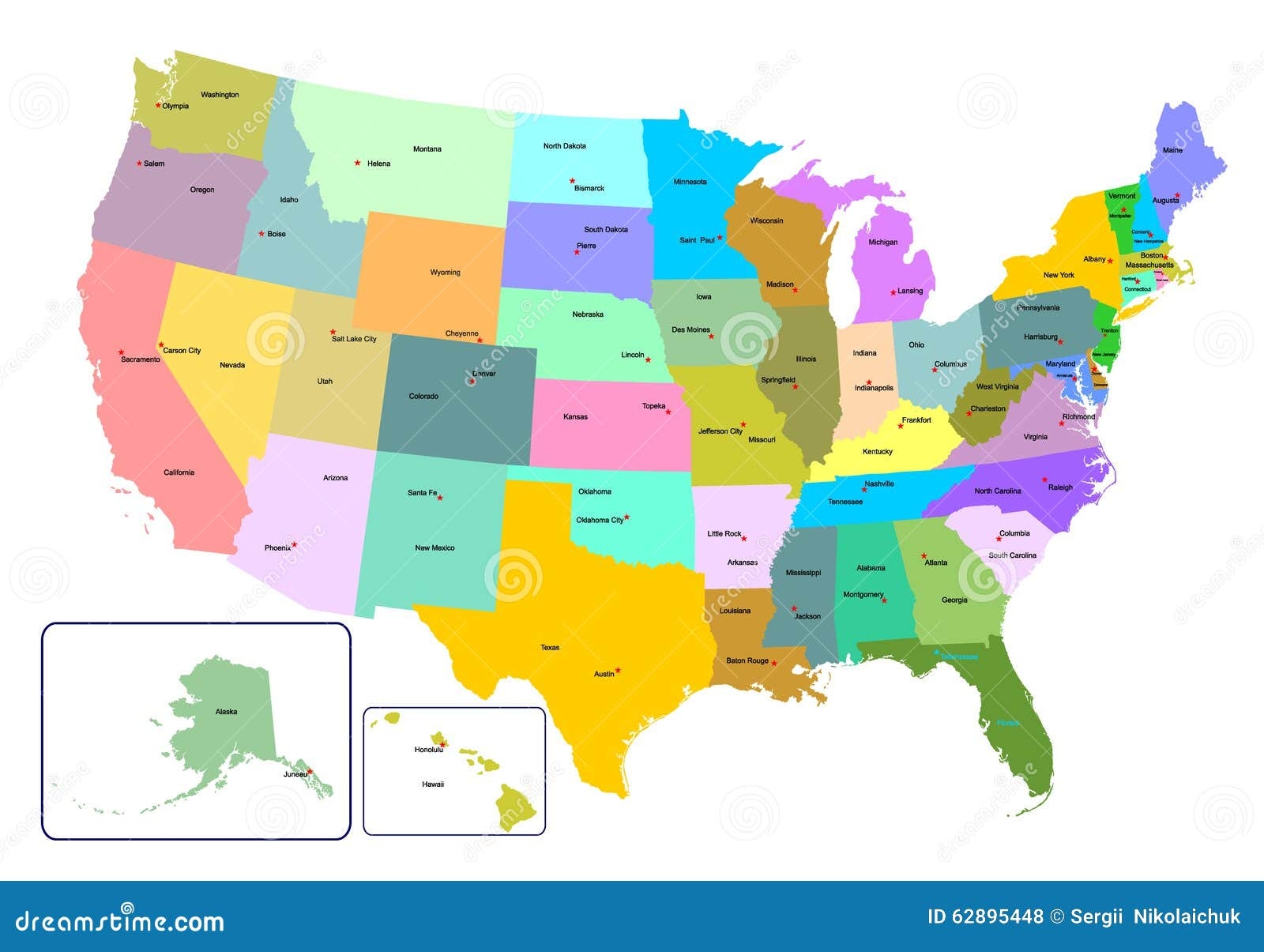 map of united states and capital cities