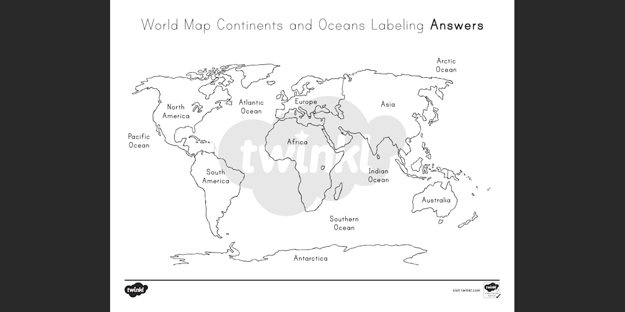 blank continent and ocean map