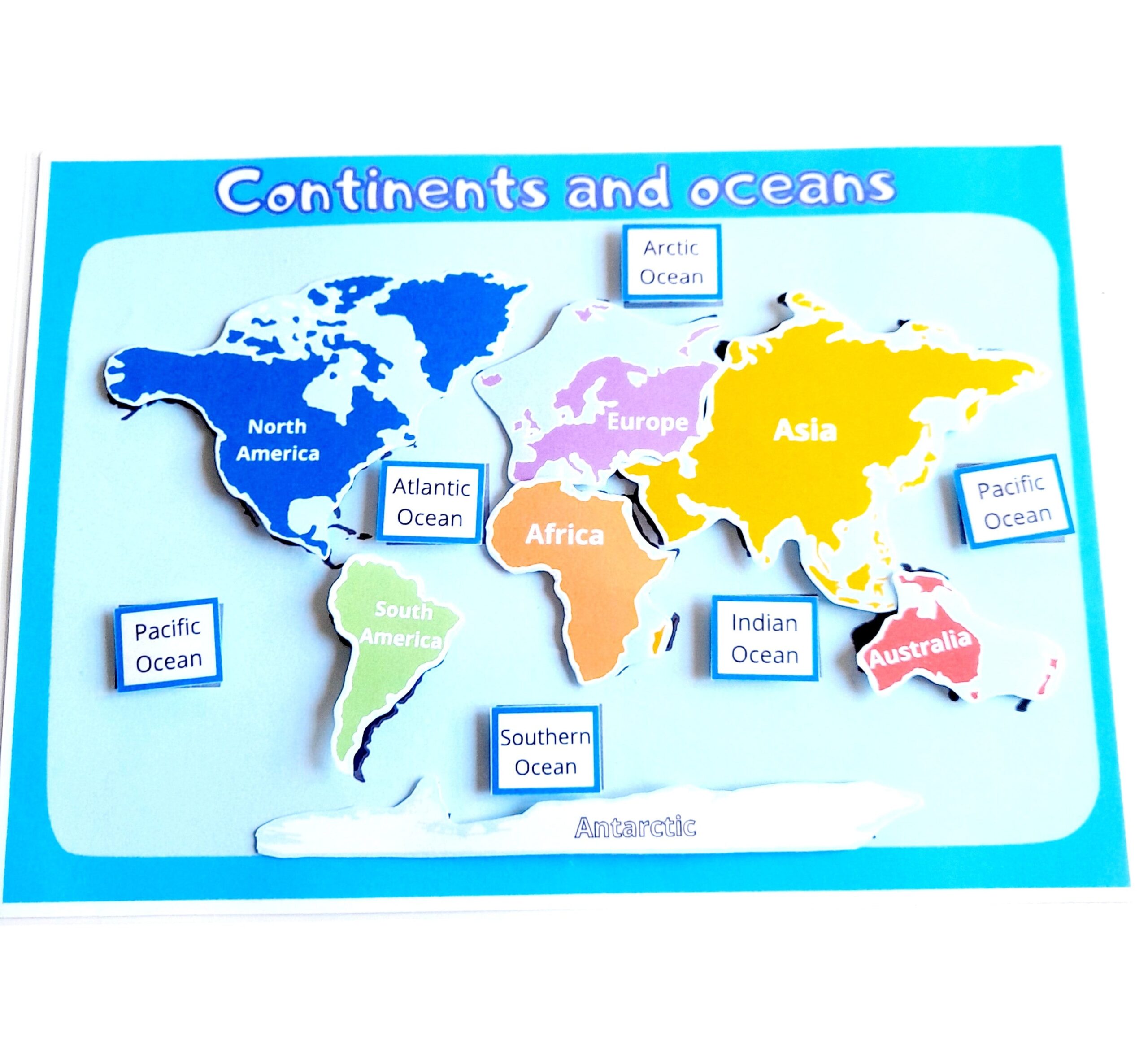 map of seven continents and oceans