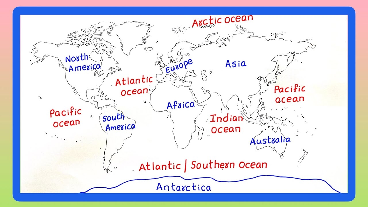 Continents And Oceans Map Map Pointing World Map 7 Continents And 5 Oceans Map YouTube