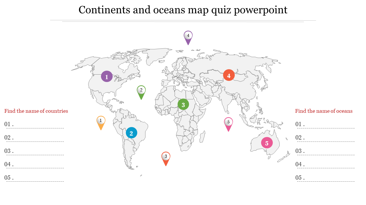 Continents And Oceans Map Quiz PowerPoint And Google Slides