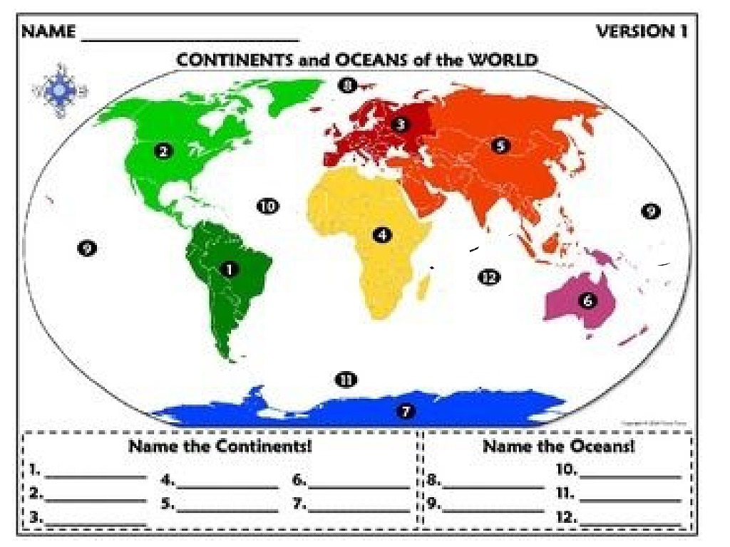 Continents And Oceans Of The World Geography Continents Oceans ShowMe