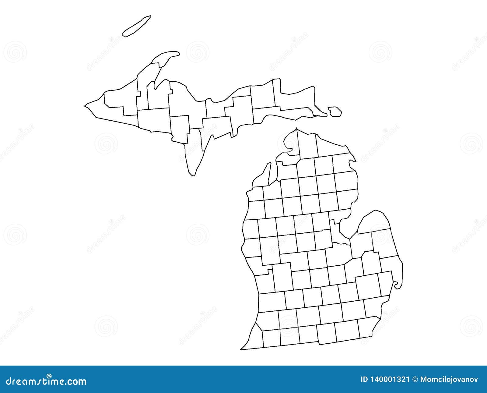 Counties Map Of US State Of Michigan Stock Vector Illustration Of Grey Florida 140001321