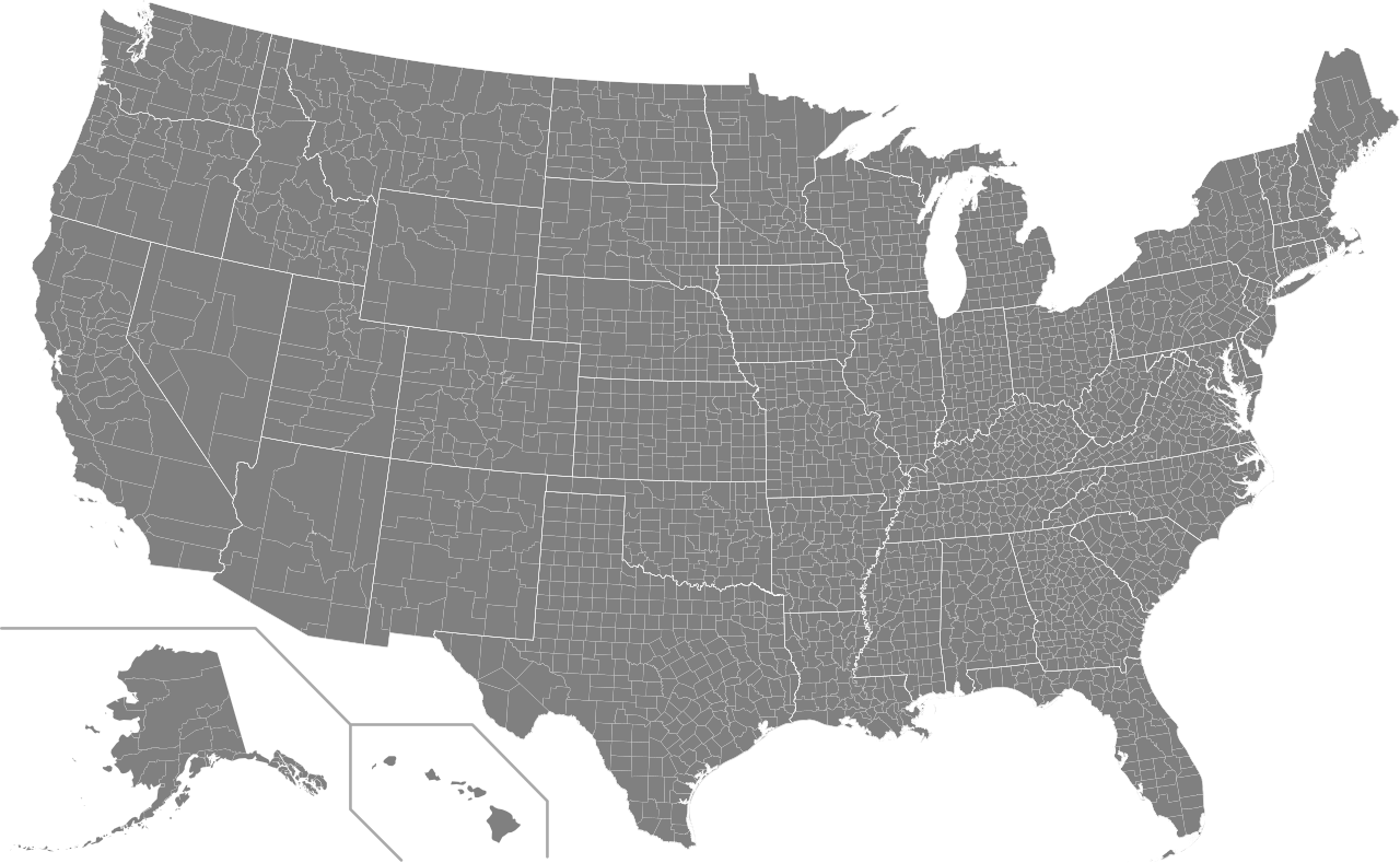 united states map with counties