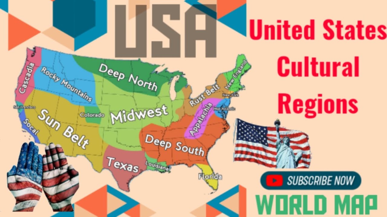 Cultural Regions Of United States Map US Cultural Regional Map America s Cultural Regional Map YouTube