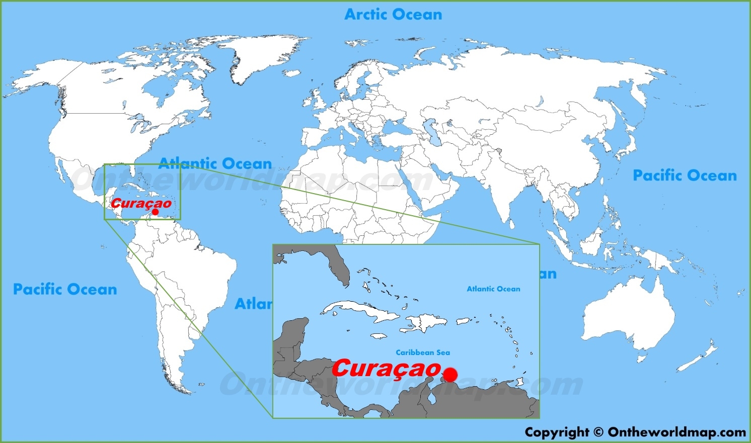 Cura ao Location On The World Map Ontheworldmap