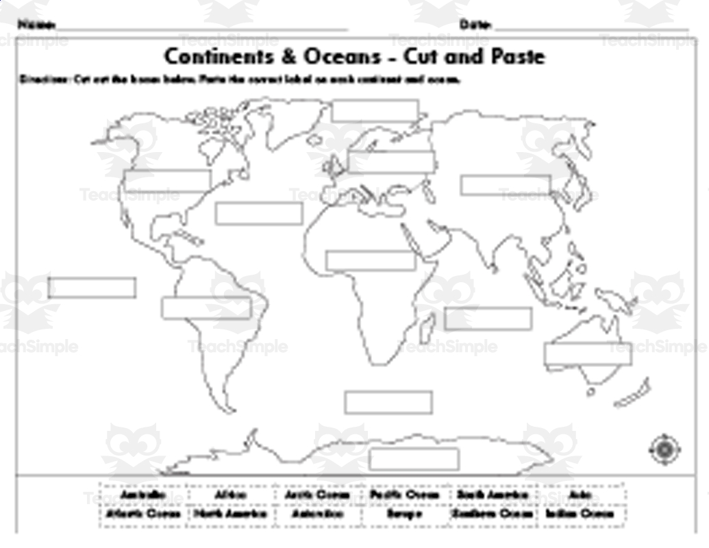 Cut And Paste Continents And Oceans World Map By Teach Simple Cut And Paste Continents And Oceans World Map By Teach Simple