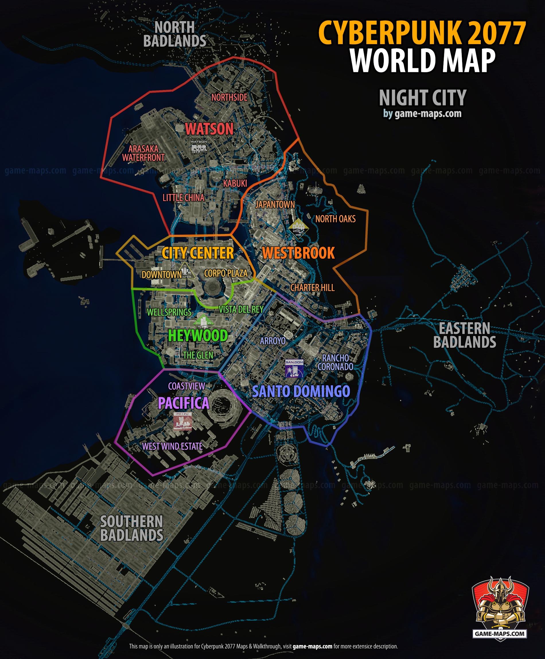 Cyberpunk 2077 World Map CP77 Night City