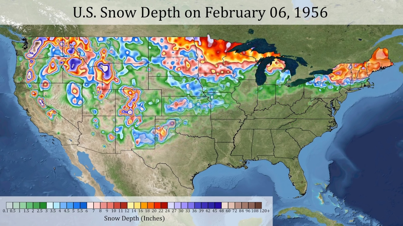 Daily U S Snow Depth 1950 2015 YouTube
