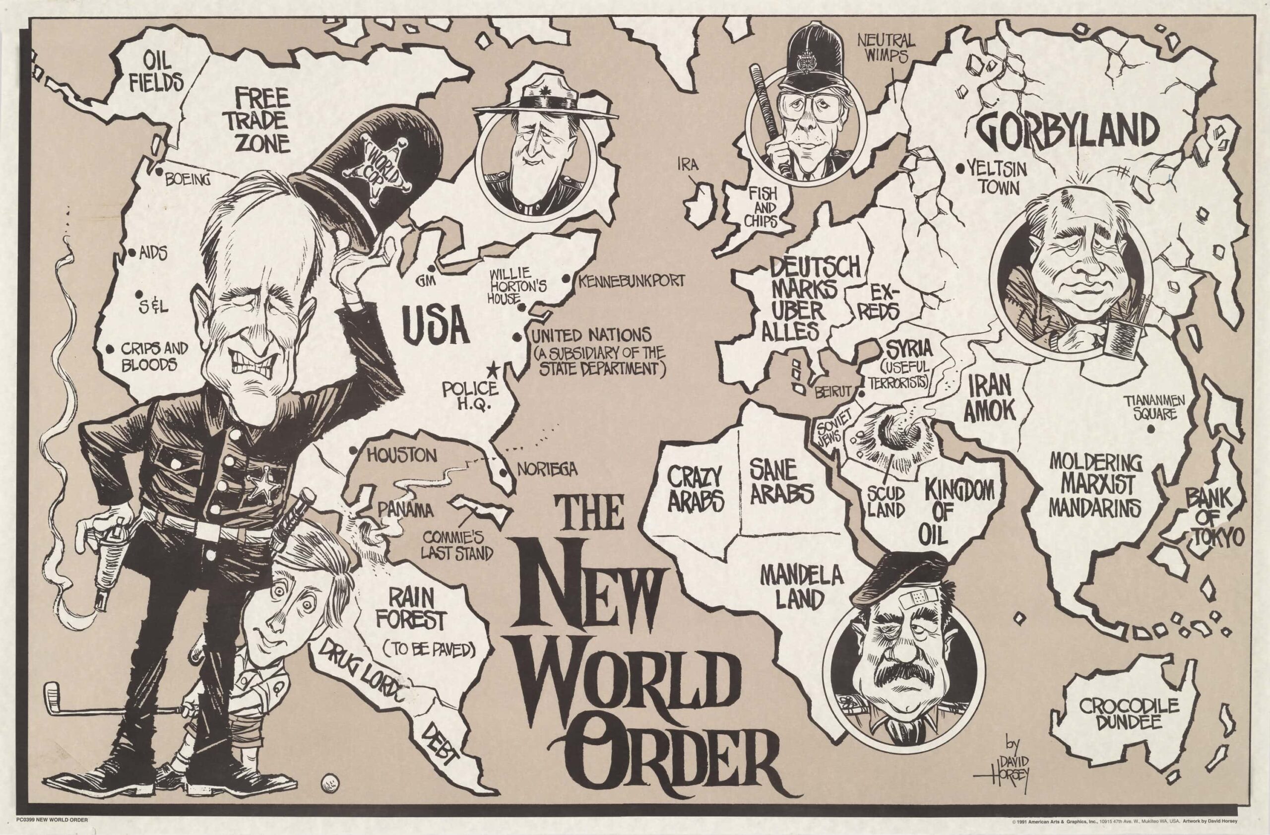 David Horsey Skewers George H W Bush And The New World Order Rare Antique Maps David Horsey Skewers George H W Bush And The New World Order Rare Antique Maps