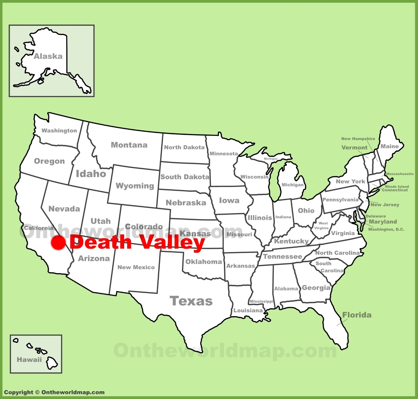 Death Valley Location On The U S Map Ontheworldmap