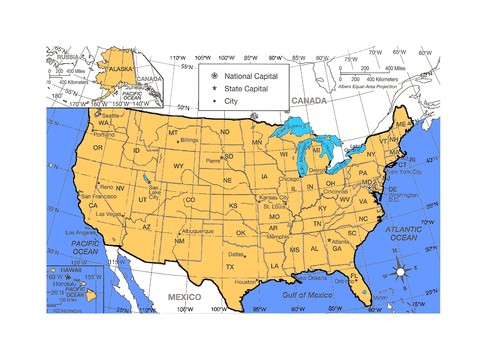 map of the united states latitude and longitude