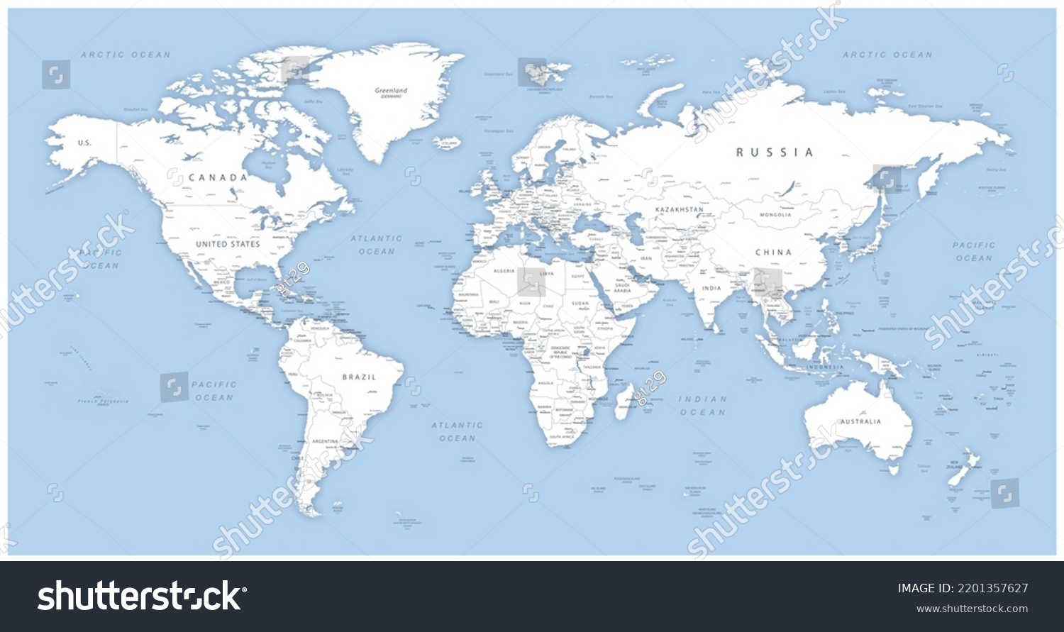 world map with water bodies