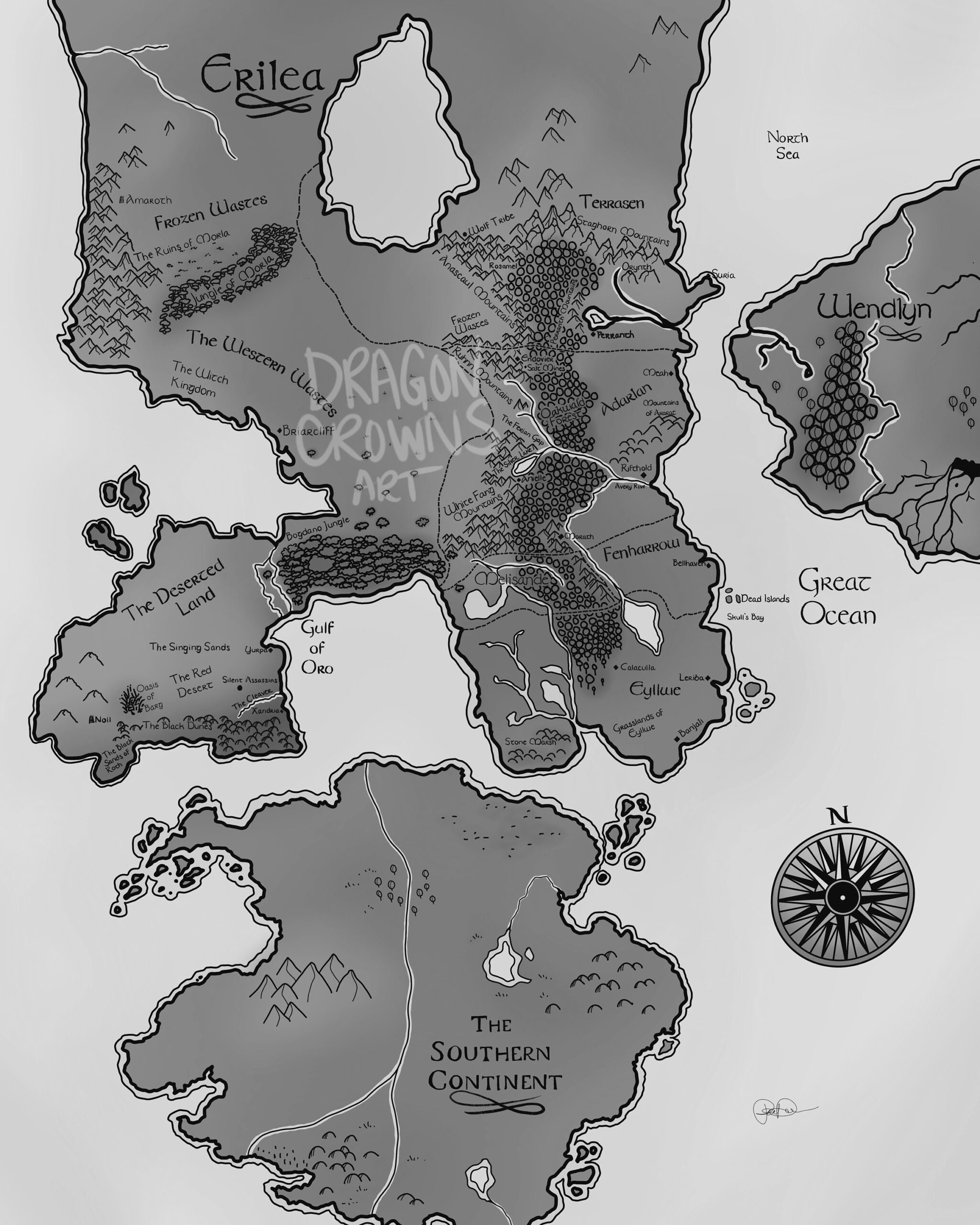 Digital Map Of Erilea Throne Of Glass Art Printable Wall Decor 16x20 8x10 4x5 Etsy