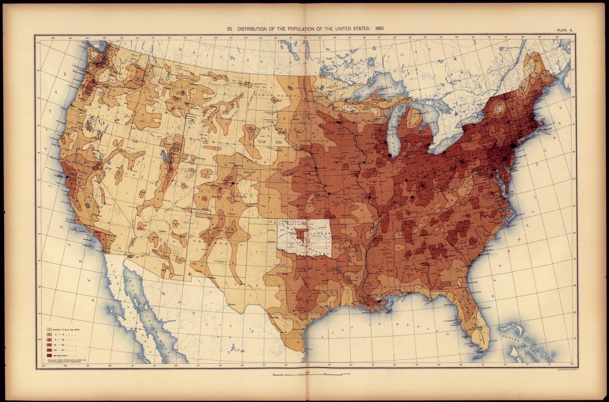 Distribution Of The Population Of The United States 1890 Library Of Congress