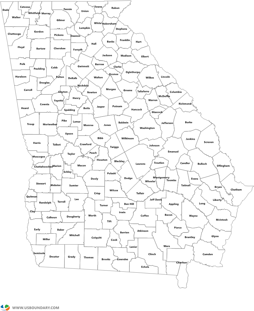 blank georgia county map