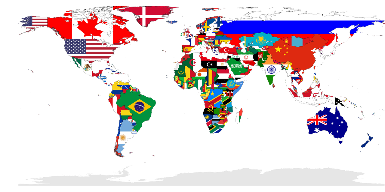 flags of the world map