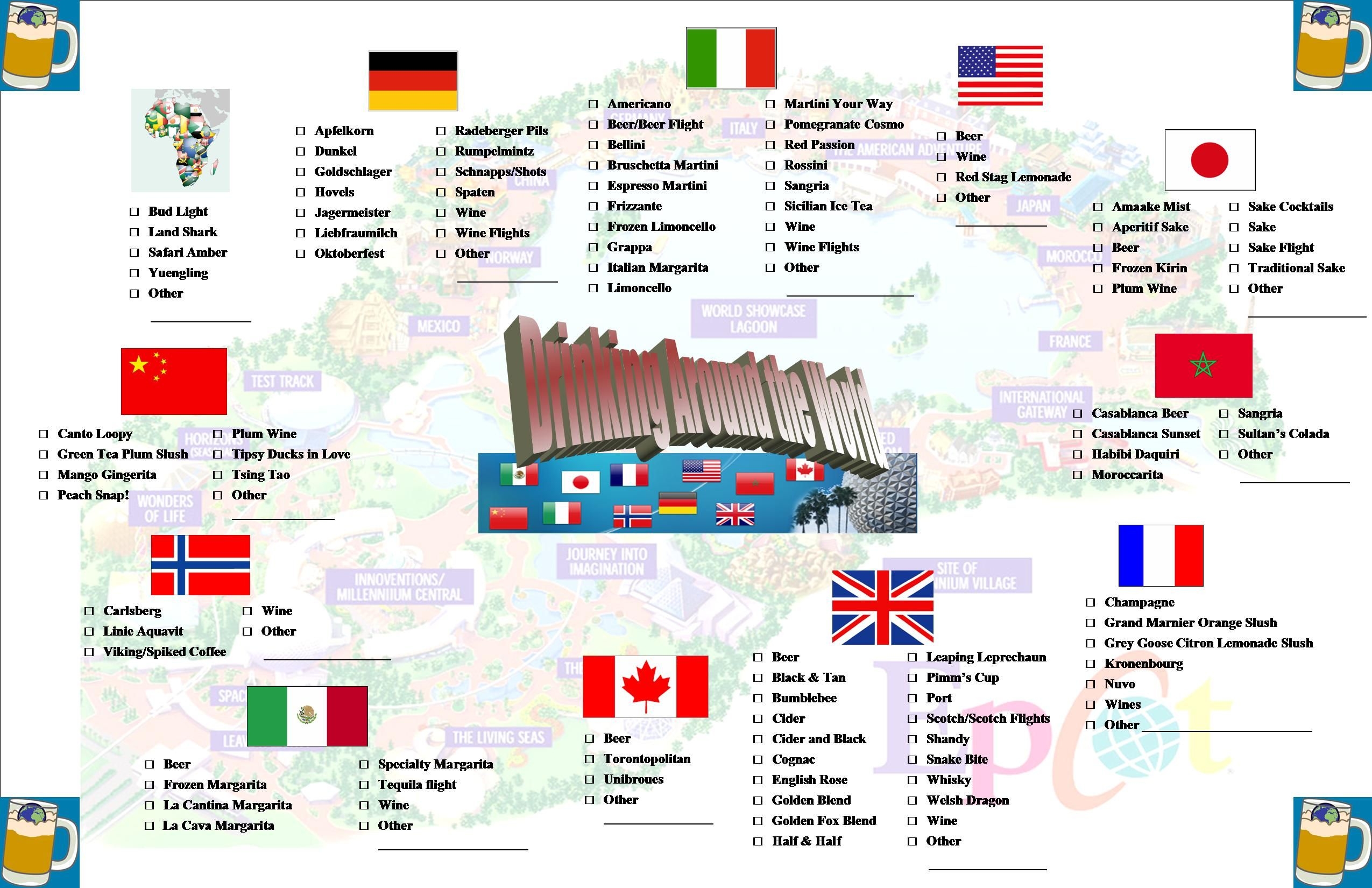 epcot drink around the world map